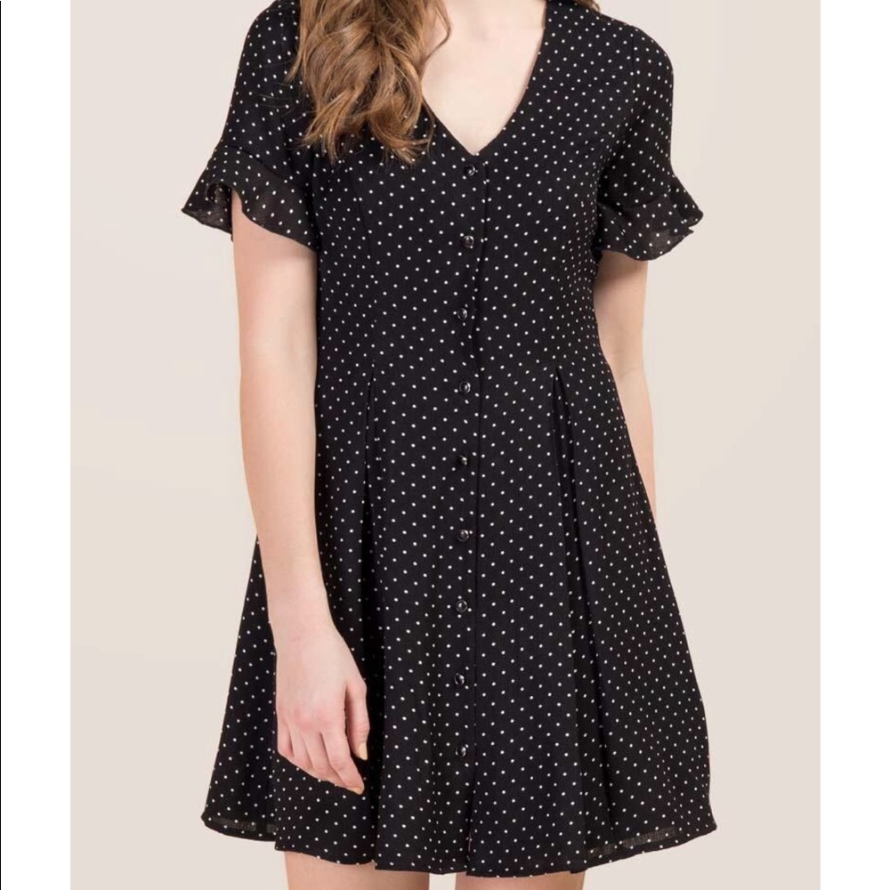 Black polka dot dress